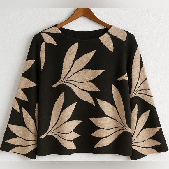 Premise Tops - Premise Black and Tan Knit Sweater